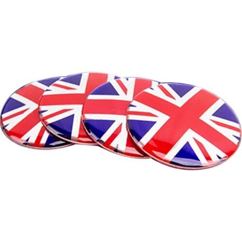 4pcs/set Alloy Car Wheel Center Hub Caps Sticker Car Wheel Stickers United Kingdom Flag Car Decoration Stickers for Peugeot 206
