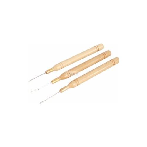 5pcs hair wood crochet needle Indian brazilian keration loop extension knitting hook needles styling tools free shipping