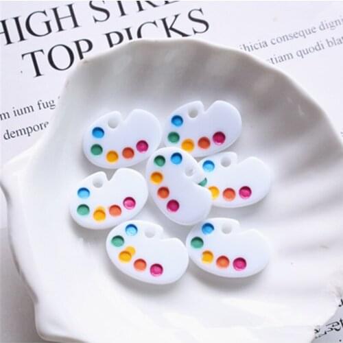 5pcs/lot 16mm*22mm Cute Color Palette Flatback Resin Cabochons Decoration Crafts for earrings & pendants