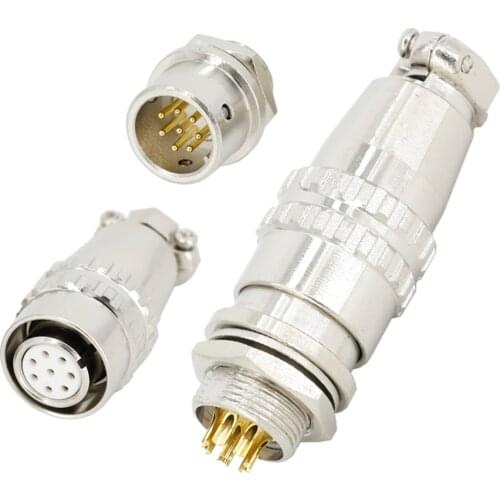 8 PIN 12mm XS12-8 Gold-plated Screw Aviation Connector Plug,XS12J5Y,XS12K5P,The aviation plug Cable connectors,AC/DC circuit