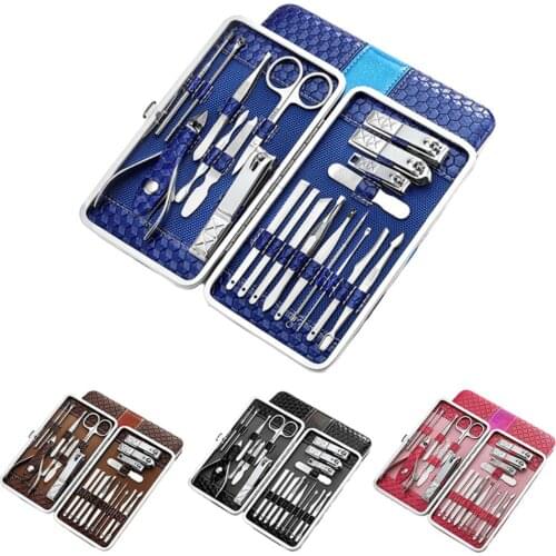 21/18Pcs Stainless Nail Clipper Cuticle Nipper Manicure Pedicure Tool with Case Sets & Kits The storage bag is built to last an