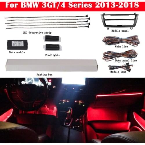 For BMW 3 Series GT / 4 Series 2013-2018 Car neon ambient light 9-color decorative Atmosphere LED strip F32 F33 F34