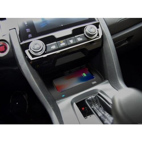 Qi Car Wireless Charger For iPhone Samsung S10 S9 car wireless charger for Honda Civic 2016 Fast Phone Holder