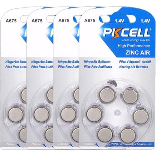 24pcs/4cards Zinc Air Battery 1.4V Hearing Aid Batteries A675 675A ZA675 675 PR44