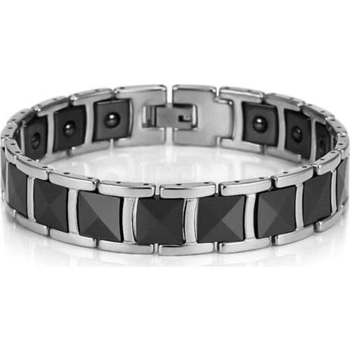 Stainless Steel & Ceramics Health Magnetic Therapy Bracelet for Men Pain Relief for Arthritis and Carpal Tunnel Christmas Gifts