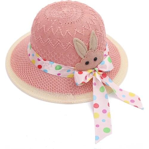 New Summer Korean Edition Child Hat Little Rabbit Straw Hat Princess Cool Hat Cartoon Hat Baby Male & Female Free Shipping