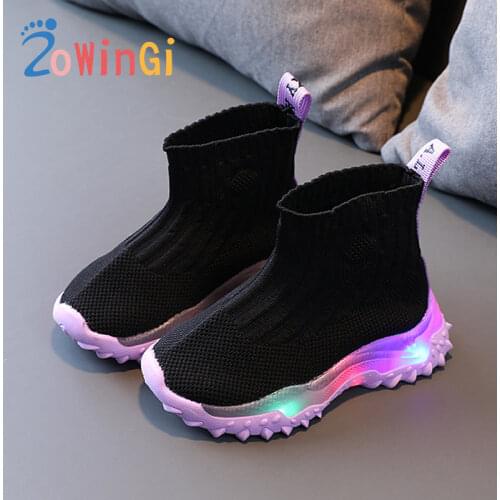 Size 21-30 Breathable Kids Socks Shoes Kids Glwoing Sneakers Children Casual Shoes Non-slip Snow Boots Boys Girls Sport Shoes