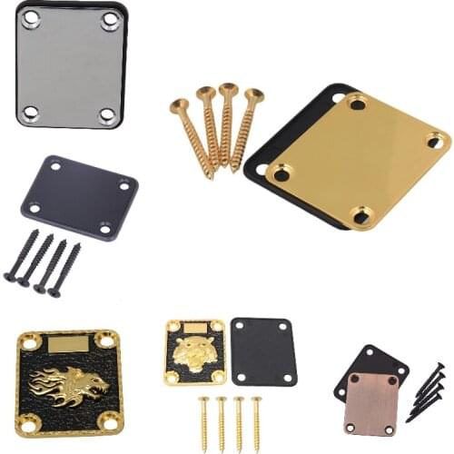 Guitar Neck Plate with Screws for Electric Guitar Replacement Golden