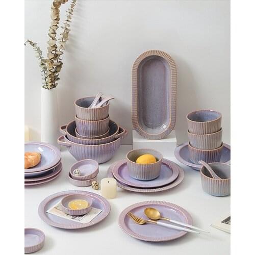 Creative Round Vintage Dinner Plates Solid Color Western Dinner Plates Set Breakfast Pratos De Jantar Eating Utensils BS50PZ