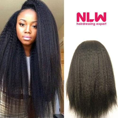 NLW Kinky Straight Full Lace WigS Human Hair Wigs for Black Women Brazilian Remy Hair Glueless Kinky Straigt Wig with Baby Hair