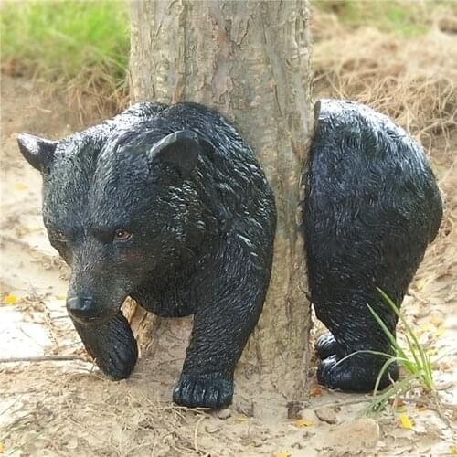 Bear Garden Sculpture Creative Resin Animal Sculpture Through Tree Funny Statue Trees Decor Ornament Home Outdoor Decor 2021