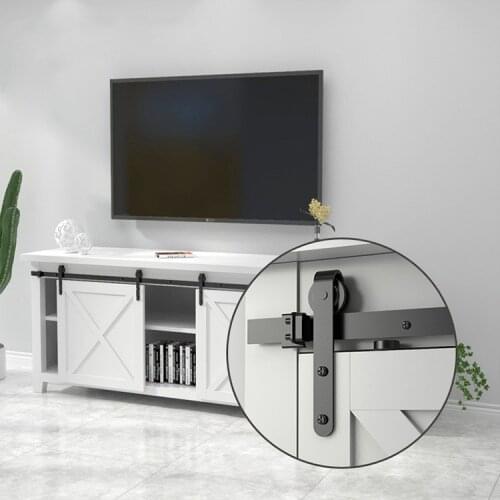 Mini Sliding Barn Door Hardware Cabinet Kit Top Mounted Hanging Hanger Track Steel Rail Set Smooth Silent