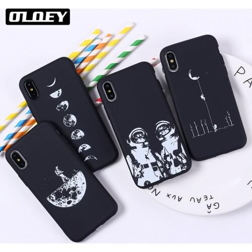 Fashion Space Love Moon Astronaut Cat Soft Silicone Printed Case For iPhone 12 Mini 11 Pro 5S 6S 7Plus 7 8 8Plus X XS Max Fundas