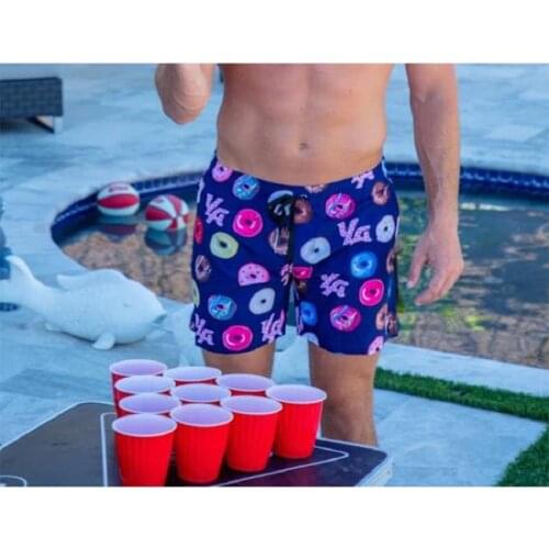 European And American Mens Summer Trend Beach Pants Quick-Drying Loose Breathable Printing Swimming Casual Three-Quarter Pants