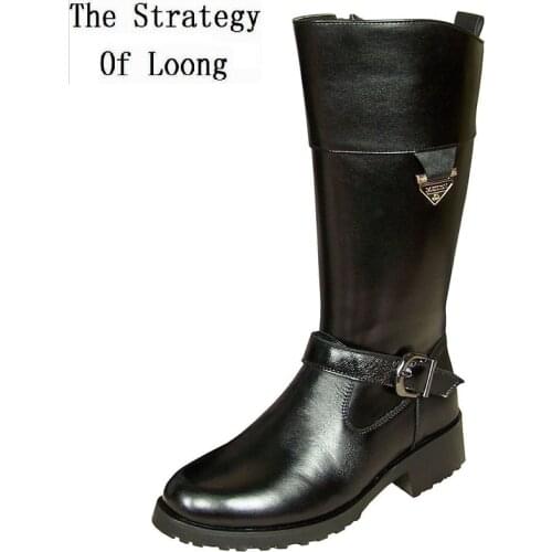 European Style Men High Equestrian Boots Male Genuine Leather Metal Decoration Buckle Belt Long Knight Boots Military Botas 1911