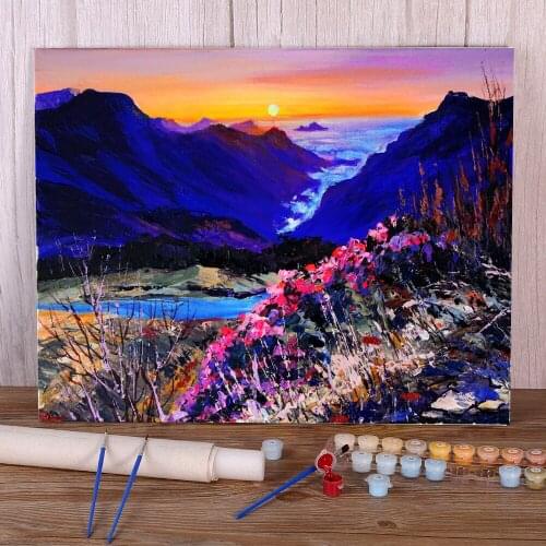 Landscape Sunrise DIY Painting By Numbers Complete Kit Oil Paints 50*70 Boards By Numbers New Design Crafts For Wholesale
