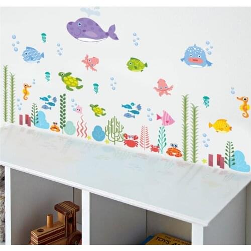 Underwater Fish Starfish Star Bubble NEMO Wall Sticker Cartoon Wall Decals Bathroom Window Decor Nursery Kids Room Poster Mural