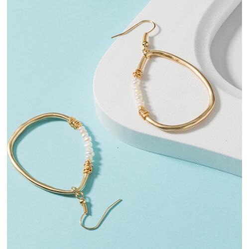 New Fashion Round Dangle Drop Korean Earrings For Women Geometric Gold Earring Wedding 2021 kolczyki Jewelry