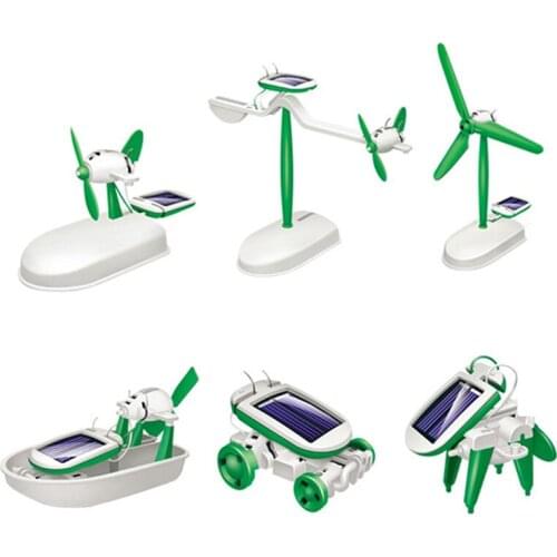 Educational Gifts Toys For Boy 6 IN 1 Solar Robot Model Kit Science Toys For Children DIY Assemble Airplane Boat Car Train Model