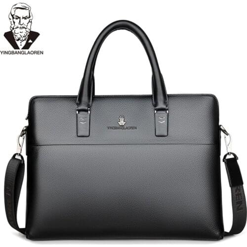 Men Head Layer Cowhide Briefcase Business Travel Bag Male Computer Laptop Handbag Casual Shoulder Cross body Bag Messenger Bag