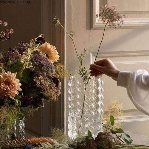 Transparent Glass Vase Bubble Embossed Shape Hydroponic Vase Flower Arrangement Accessories Creative Living Room Home Decoration