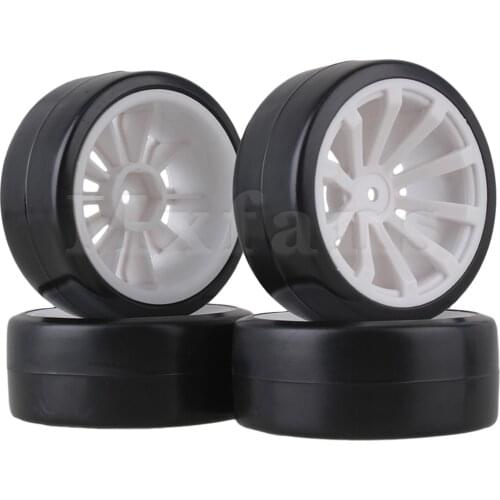 RC 1：10 Rubber Tyres & 10 Spoke Wheel Rims for Drift Car Pack of 4