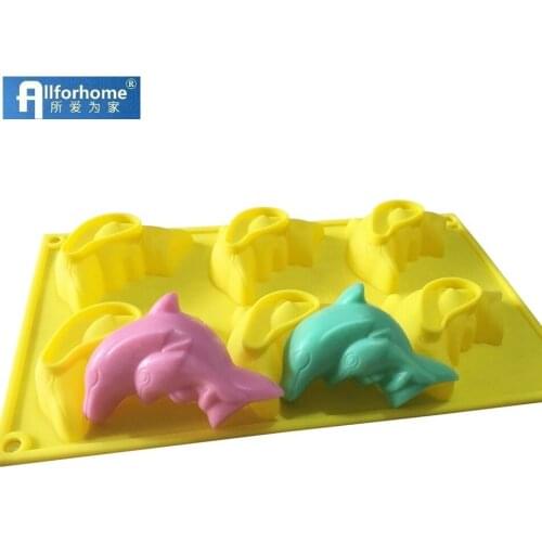 6 Dolphin Ocean 3D Silicone Cake Baking Pan Cupcake Muffin Cup Soap Diy Mold Chocolate Mould Dessert Ice Cream Ice Cube Tray