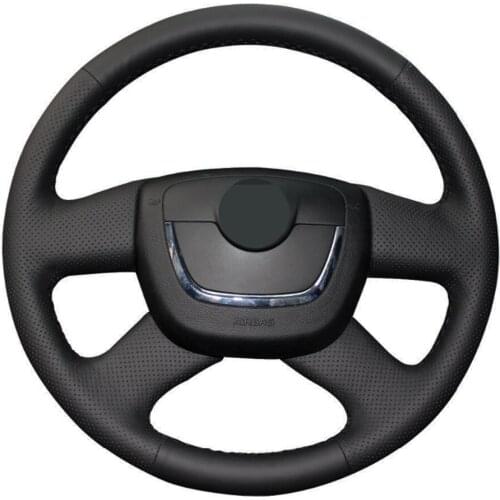 Car Steering Wheel Cover Hand-stitched Black Artificial Leather For Skoda Octavia 2009-2013 Citigo 2011-2012 Roomster Fabia