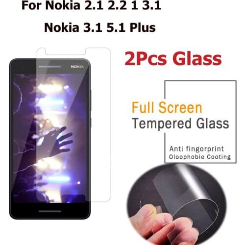 2Pcs Glass For Nokia 1 Nokia 2.1 2.2 3.1 Protective Tempered Glass For Nokia 3.1 Plus Nokia 5.1 Plus Phone Glass Film