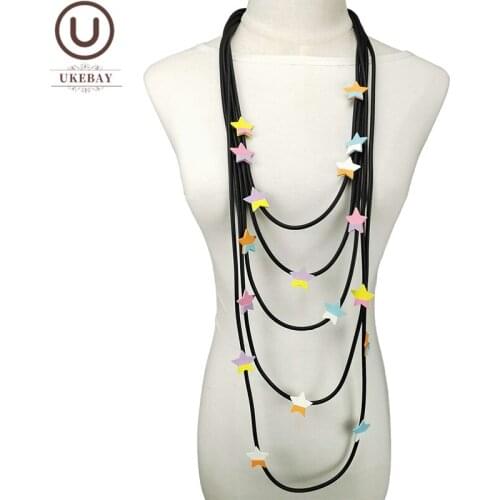 UKEBAY New Designer Luxury Pendant Necklaces Women Statement Necklace Gothic Boho Jewelry Multicolor Star Necklace Wedding Chain