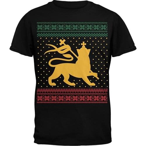 Old Glory Lion of Judah Ugly Christmas T-Shirt. Summer Cotton O-Neck Short Sleeve Mens T Shirt New S-3XL