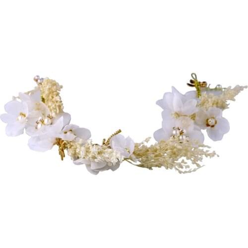 Lady Fairy Crown 1pcs White Flower Crown Hay Wedding Bridal Artificial Flower Headband Tiara Hair Floral Hair Band Accessories