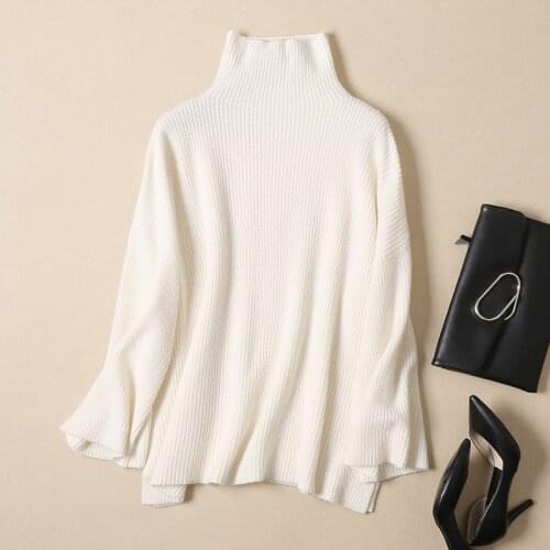 Winter new style women loose casual sweater fashion knitwear high quality 100% cashmere sweater turtleneck female