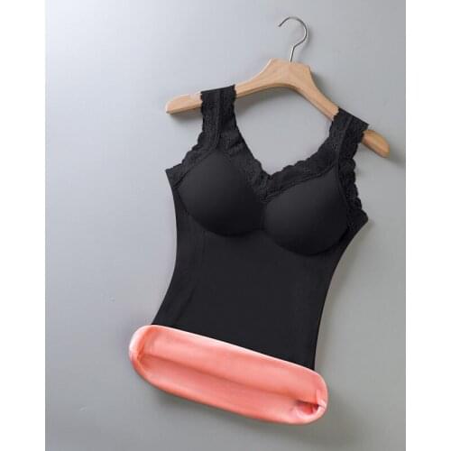 Women 2021 Autumn Winter Fashion Thermal Underwear Tank Tops Female Slim Sleeveless Tops Ladies Sexy Warm Lace Bra Vest Tops E72