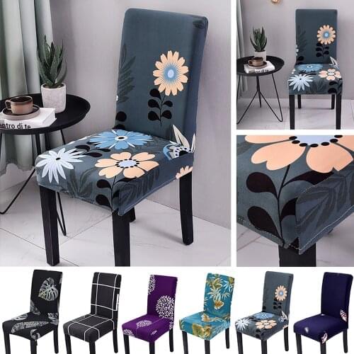 1pc Printed Elastic Stretch Chair Cover Spandex Dinning Room Kitchen Chair Slipcovers Protector For Home Wedding Banquet Party