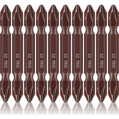 10pcs PH2 Electric Screwdriver Bit Set Alloy Steel Magnetic Cross Philips Screw drivers Double Head Power Tool