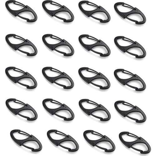 20Pcs Zinc Alloy 8 Shape 1.6 Inches Small Carabiner Clips Double Snap Hook Spring Wire Gate Keychain Buckle Tool