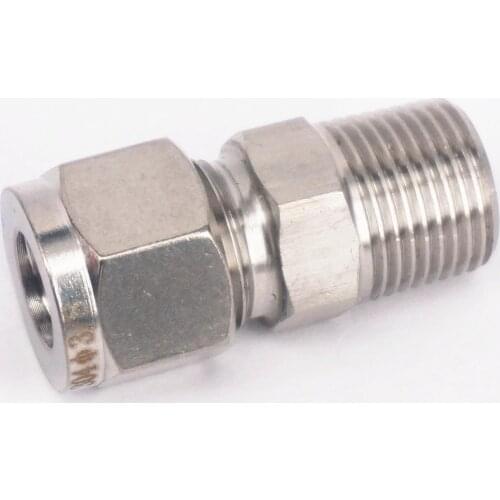 3/8" NPT Male -Fit Tube OD 3/8" Inch 304 Stainless Steel Sleeve Ferrule Pneumatic Connector Fitting