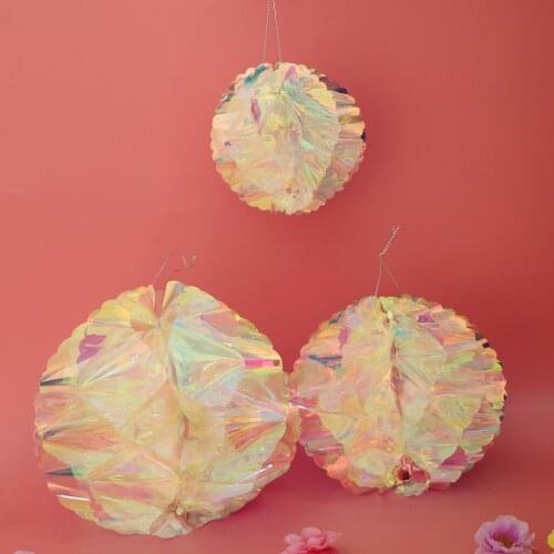 3pcs Rainbow Film Gradient Color Plastic Flower Ball DIY Wedding Venue Decor