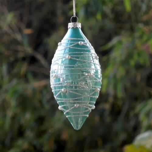 36pcs/pack Sky Blue Series Cone Shaped Glass Pendant Christmas Tree Decorative Hanging Ornament Friend Gift