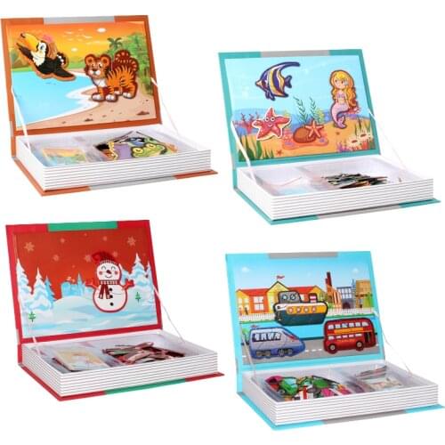 3D Puzzles Jigsaw Creative Assembling Educational Intelligent Magnetic Book Brain Training Game Educational Toys for Kids