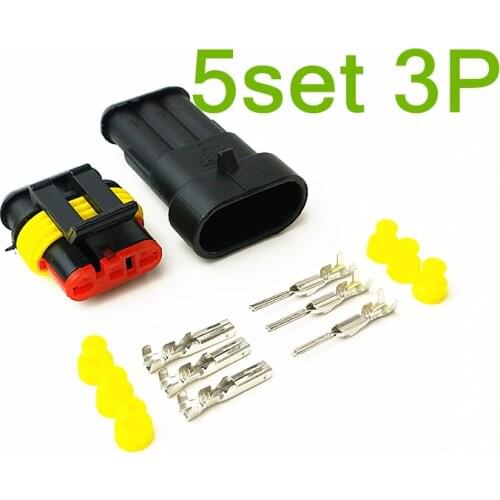 5 Set 3 Pin Female And Male Way Waterproof Electrical Wire Automotive Connector Plug For Car