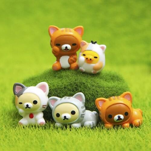 5Pcs/Set Cute Rilakkuma Anime Action Figure PVC Toys Kawaii Animal Dolls Home Car Decoration Ornaments Collection Gift for Boys