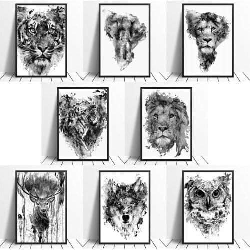 5D DIY Black White Animal Diamond Painting Lion Tiger Wolf Diamond Embroidery Rhinestone Living Room Decor Home Mosaic Art