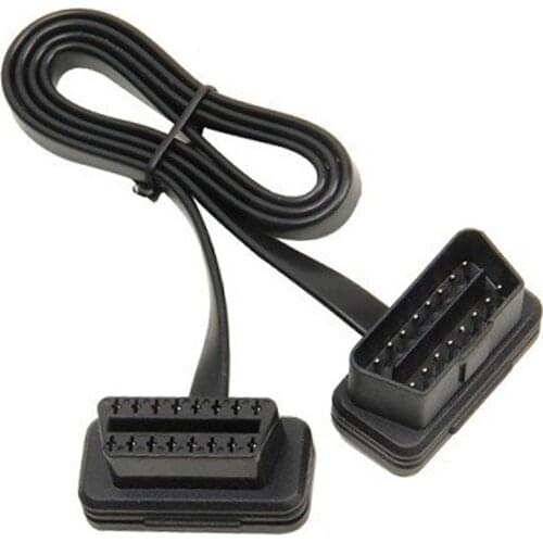 60CM Flat Thin As Noodle Cable OBD OBD2 OBDII 16Pin Male to Female Diagnostic Tool ELM 327 Extension Connector Cables