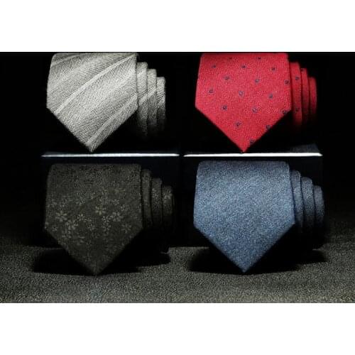 7cm Wool Tie Solid Striped Necktie For Men Quality Cravats 65% Wool Tie For Wedding Party Groom Business Man Wear Tie