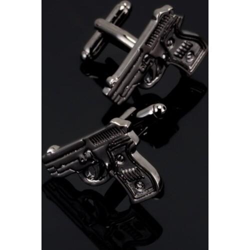 Free delivery, high quality mens shirt cuff button, brand new fashion black 007 pistol cufflinks factory direct sale