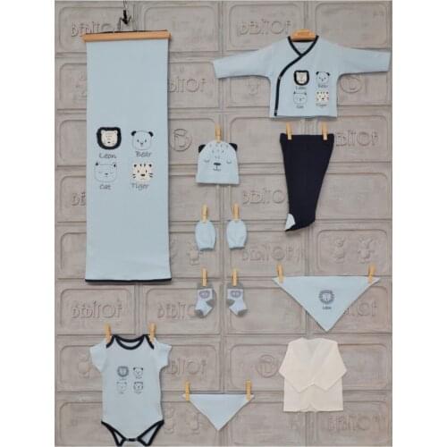 Baby boy Blue Tassels Animals 10 Piece The Zibin Set Soft 100% Cotton Baby Gift Layette Hospital Outfit Baby Set 0-3 months
