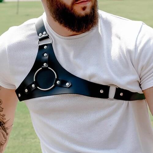 Gay BDSM Exotic Tanks Adjustable Fetish Punk Clothes For Bondage Harness Sissy Men Straps Leather Sexual Rave Costumes Lingerie