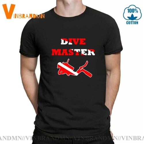 New Summer Vintage Retro Dive Master T Shirt Men Short Sleeve Funny Scuba Dive T-shirt Male Scuba Diving Clothing